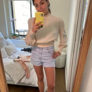 Beige/Pink Scrunch Long Sleeve Top - New with Tags